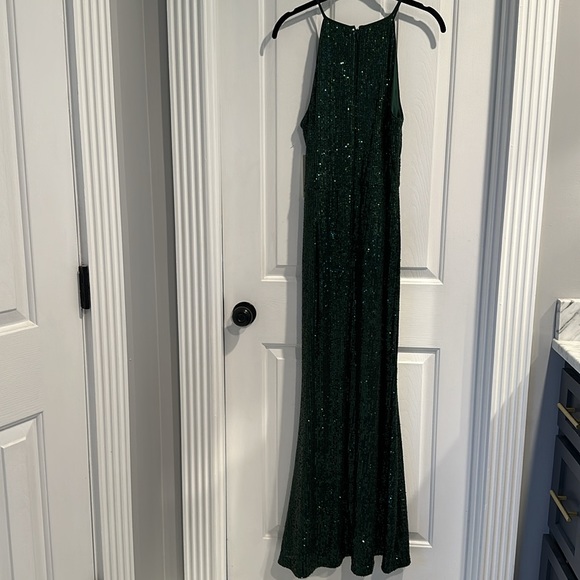 NWT Beautiful Hunter Green Eliza J Sequin Maxi Dress Size 12 - Picture 8 of 8